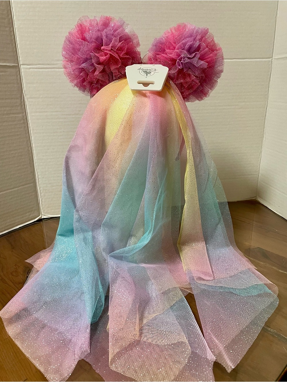 Disney Pink Pom-Pom Headband with Rainbow Tulle Veil - Picture 4 of 5